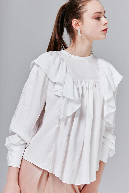 Bridget Satin Ruffle Top | OROSHE