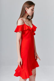 Evie Ruffle Open-Shoulder Dress | OROSHE