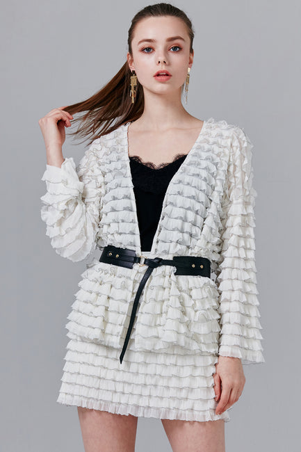 Rosie Sheer Ruffle Cardigan | OROSHE