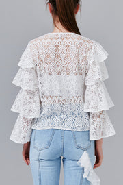 Amber Ruffle Sleeve Lace Top | OROSHE