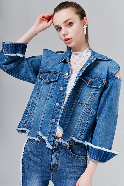 Bella Distressed Denim Jacket | OROSHE