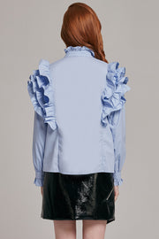 Ellie High Neck Ruffle Blouse | OROSHE