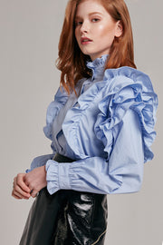 Ellie High Neck Ruffle Blouse | OROSHE