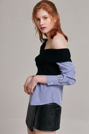 Olivia One Shoulder Striped Panel Top | OROSHE