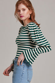 Emmy Striped Puff Sleeve Top | OROSHE