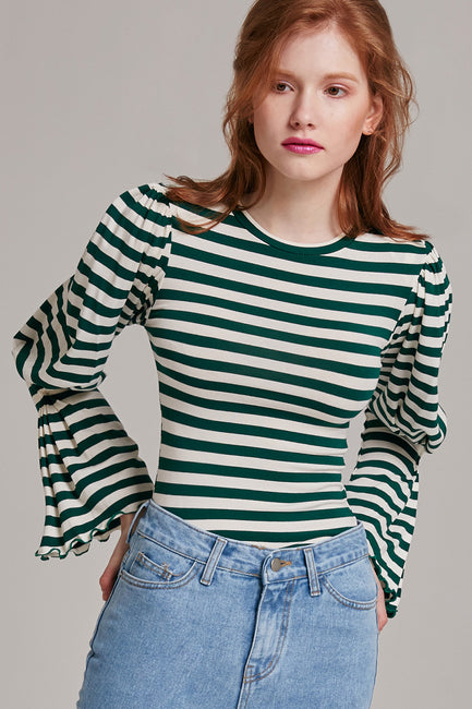 Emmy Striped Puff Sleeve Top | OROSHE