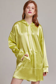 Heather Shimmery Pocket Hoodie Dress | OROSHE