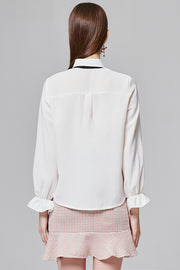 Vanessa Ruffle-trimmed Blouse with Ribbon | OROSHE