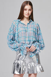 Jennifer Checked Sheer Blouse | OROSHE