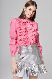 Amy Metallic Ruffled Mini Skirt | OROSHE