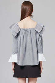 Michelle Pearl Embellished Ruffle Blouse | OROSHE