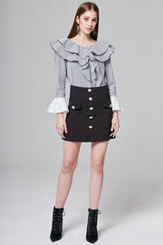 Michelle Pearl Embellished Ruffle Blouse | OROSHE