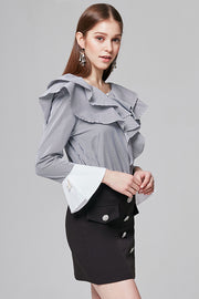 Michelle Pearl Embellished Ruffle Blouse | OROSHE