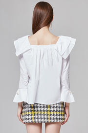 Michelle Pearl Embellished Ruffle Blouse | OROSHE