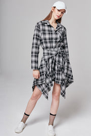 Laura Checked Tie-Waist Shirt Dress | OROSHE